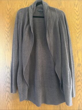 Barefoot Dreams Open-Front Draped Cardigan - Charcoal Gray